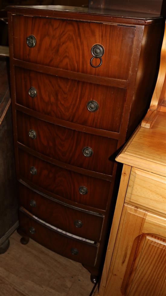 Walnut bowfront tallboy